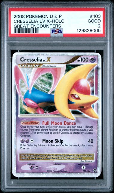 2008 Pokemon Diamond and Pearl Cresselia LV.X - Holo Great Encounters #103 PSA 2