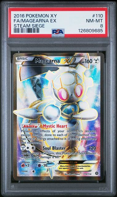 2016 Pokemon XY Full Art Magearna EX Steam Siege #110 PSA 8