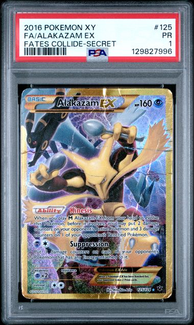2016 Pokemon XY Full Art Alakazam EX Fates Collide Secret Rare PSA 1