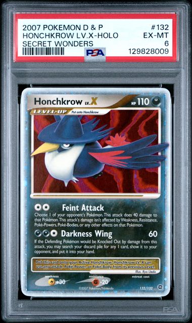 2007 Pokemon Diamond and Pearl Honchkrow LV.X - HOLO Secret Wonders #132 PSA 6