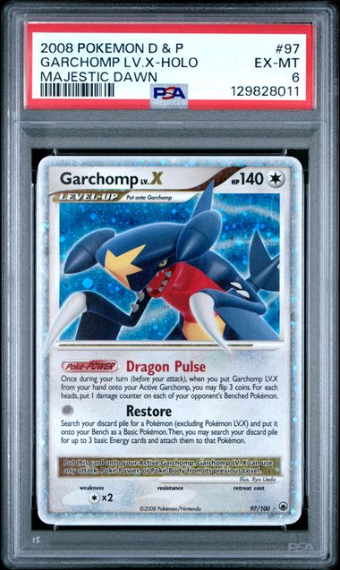 2008 Pokemon Diamond and Pearl Garchomp LV.X - Holo Majestic Dawn #97 PSA 6