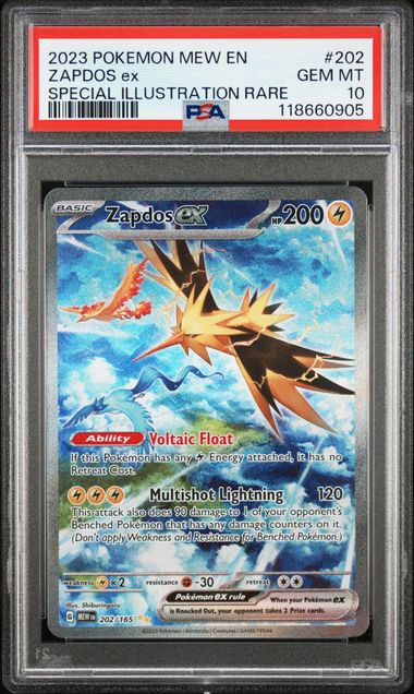 2023 Pokemon 151 MEW EN Zapdos ex Special Illustration Rare #202 PSA 10