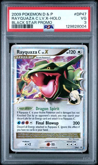 2009 Pokemon Diamond and Pearl Rayquaza C LV.X Black Star Promo #DP47 PSA 3